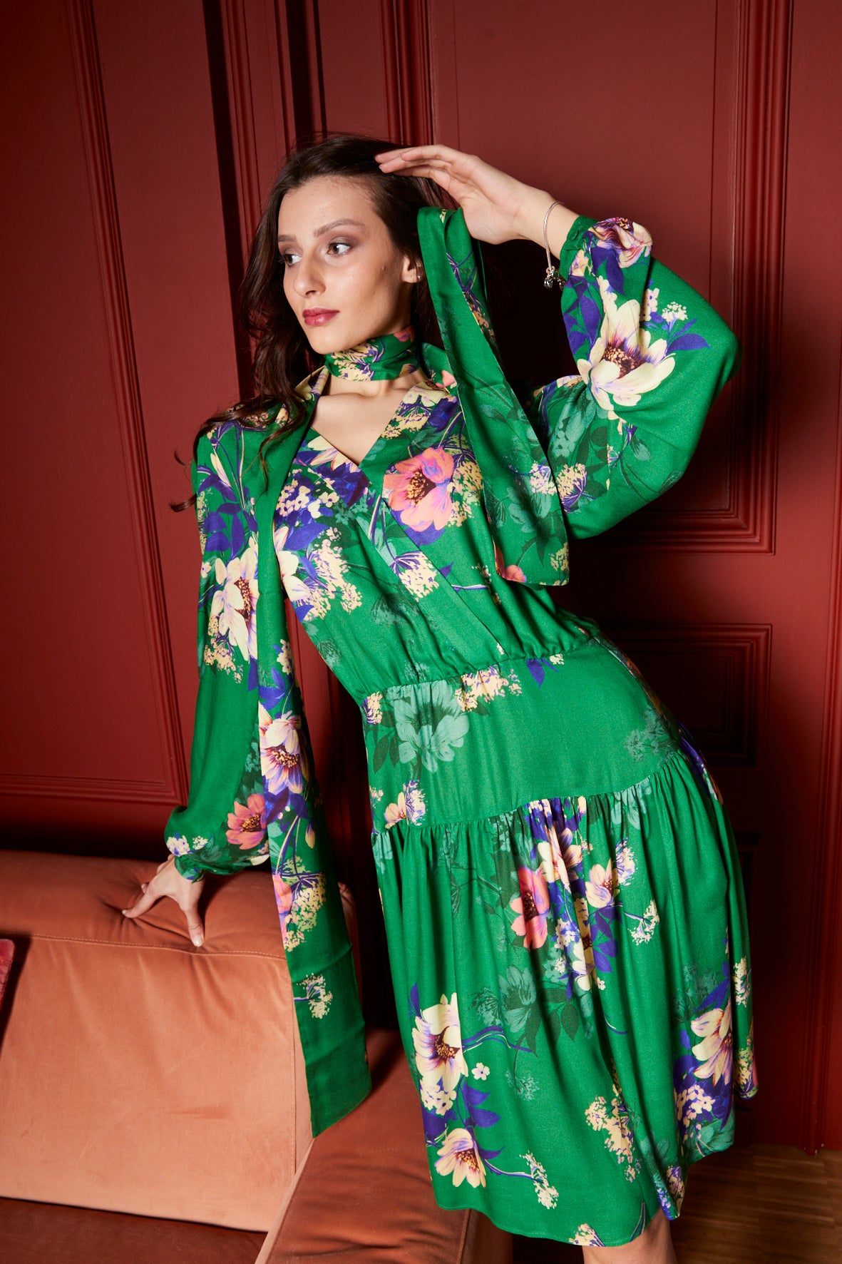 Bloemetjes Zeegroene Jurk Charlotte Groene Jurk Met Bloemen